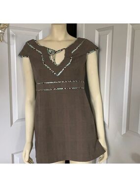 𝅺JENNIFER Reale Design Brown Plaid Tunic Mini Dress Boutique Designer 6